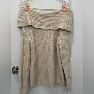 White House Black Market Cream Off Shoulder Sweater